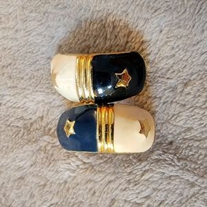 Vintage Clip-on Enamel Patriotic Half Hoop Earring